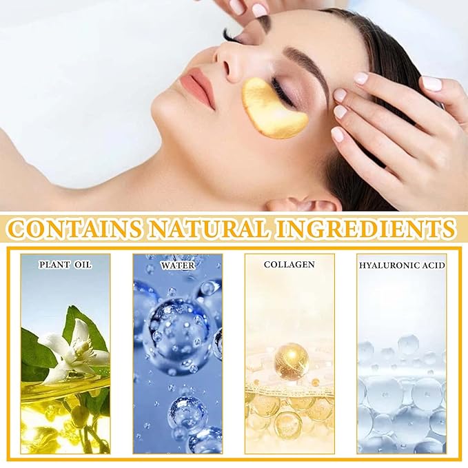 30 Pairs 24K Gold Eye Pads Under Eye Mask,Collagen Crystal Under Eye Patches Moisturizing Eye Gel Pads,Under Eye Masks for Wrinkles,Puffy Eyes & Dark Circles,Eye Patch for Beauty Eye Care