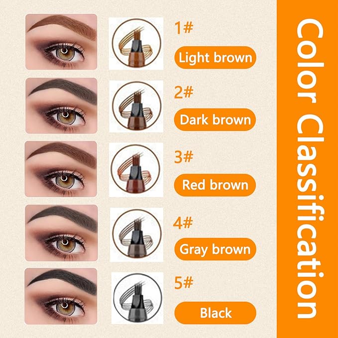2025 Upgraded Magic Eyebrow Pencil for Women, Long-Lasting Ultra-Fine Tip Waterproof Eye Brow Pencils with 4 Fork, Smudge-Proof Natural Brow Makeup for Women - Dark Brown