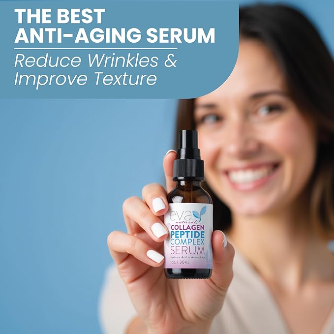 Collagen Peptide Serum for Face – Anti Aging Facial Treatment with Peptides & Hyaluronic Acid – Gentle Formula for Sensitive Skin, Microneedling Pen, Derma Roller, Skin Firming & Hydrating (1 Oz)