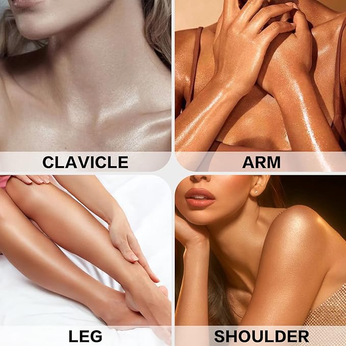 FOCALLURE Starfall Glowing Liquid Highlighter, Shimmering Body Oil, Non-Sticky Shimmer Liquid Luminizer, Non-Greasy, Face & Body Glitter Makeup for Costumes, Cosplay, Rave Festival, CYPRIDINA