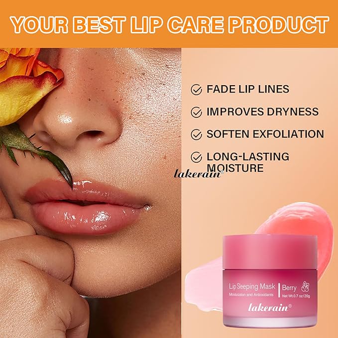 Lip Mask Sleeping,Nourish Hydrate Lip Mask,Lip Oil,Lip Balm, Lip Skin Care,Hydrating, Moisturizing Lip Lines Night Sleep Anti-chapped Lip Cream (Berry)
