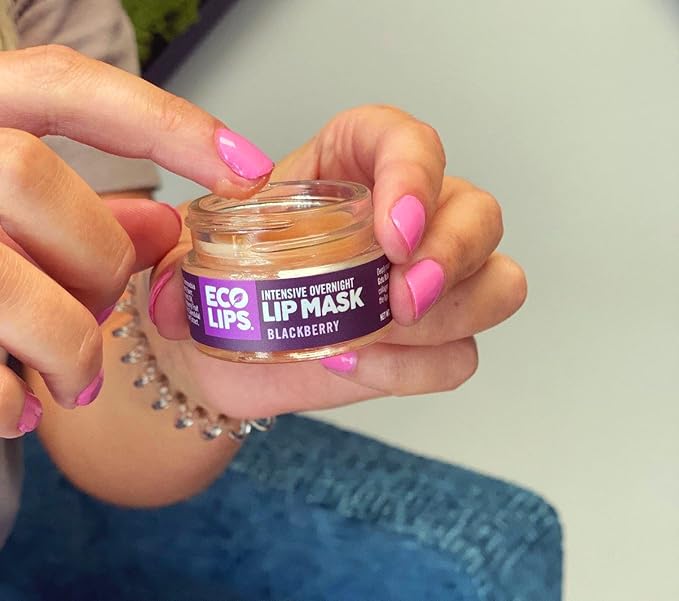 Eco Lips Vanilla Bean Lip Sugar Scrub & Blackberry Intensive Overnight Lip Repair Mask Duo - 100% Organic Lip Care Treatment - Gently Exfoliate, Polish, & Repair Dry, Flaky Lips, 100% Edible