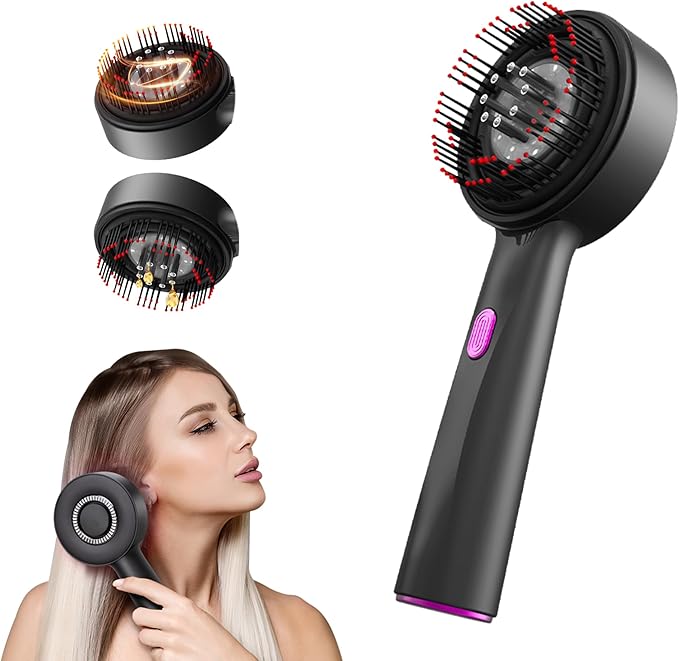 Red Light Dot Scalp Massager - 72-Point Vibration Comb for Hair Care, 3 in 1 Hair Oil Applicator,ipx7 Waterproof Scalp Oil Applicato,Rechargeable Home Use Device with Safety Indicator（Black）