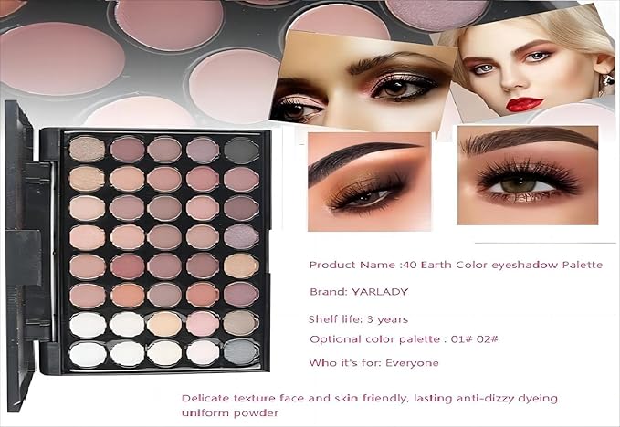 40 color Highly Pigmented Eye Makeup Palette, Matte Shimmer Metallic Eyeshadow Pallet Long Lasting Blendable Natural Colors Make Up Eye Shadows Cosmetics Gift Kit (E01)