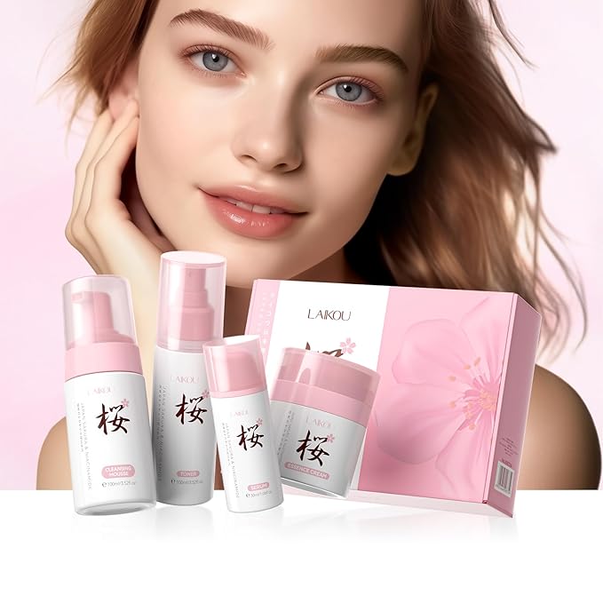 Skin Care, Skin Care Set, Skin Care Kit with Cleansing Mousse, Toner, Serum, Essence Cream Women Beauty Gift Sets 4pcs for Women Teen Girls Mom Daughter Mother's Day Birthday Christmas