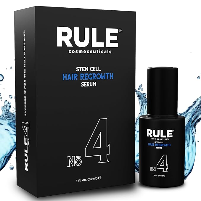 RULE No.4 Stem Cell Hair Growth Serum, Natural Oil with Biotin, Castor Oil & DHT Blocker Saw Palmetto for Thicker Fuller Longer Hair Regrowth, Scalp Serum Hair Loss Treatments for Men & Women