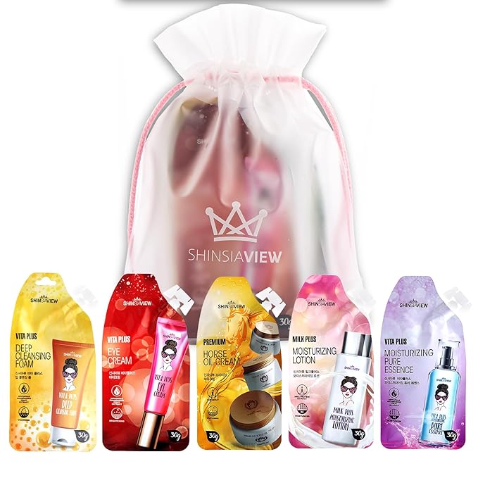 Skin Hydrating Kit Travel Mini Size 5 STEP Skincare Set for Healthier 30 Days Supply with Pouch