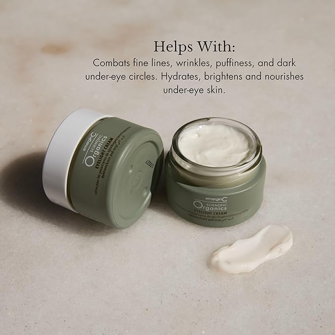 emerginC Scientific Organics Eyelight Cream - Stem Cell Eye Cream with Antioxidants - Anti-Aging Eye Cream Targets Dark Under-Eye Circles for Visible Glow (0.5 oz, 15 ml)