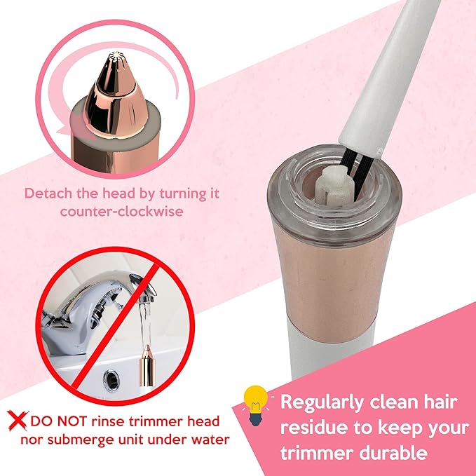 Portable Eyebrow Hair Remover for Women – Painless, Fast & Precise Flawless Electric Razor & Epilator for Eyebrow, Nose, Ear Hair Removal – 18K Gold-Plated, 360° LED Light