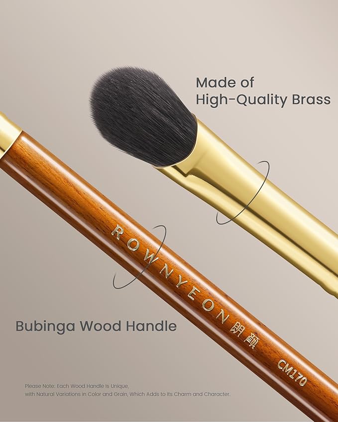 CM 170 & 171 Desert Oak Series Thumb Eyeshadow Brush DUO Set - Large & Small, Curved Finger Contour for Lid & Crease, Premium Goat Hair & Bubinga Handle, Perfect Pair for Blending, Shimmer & Detail