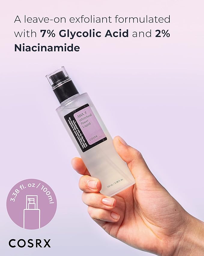 COSRX 7% Glycolic Acid Whitehead Removing Power Liquid, 3.38 fl.oz, AHA Exfoliant, Exfoliating Toner for Face & Body, Pore Minimizer, Korean Skin Care