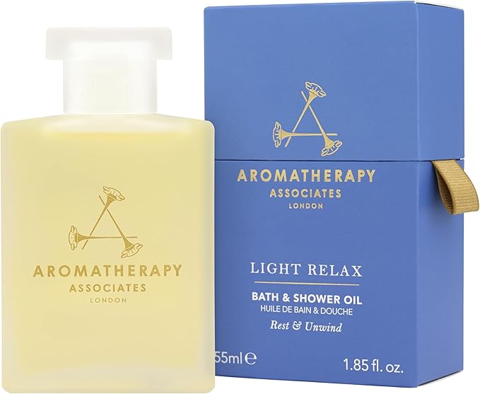 Aromatherapy Associates Light Relax Bath and Shower Oil, Natural Body Oil to Refresh Mind, Body and Spirit, Hydrating Body Oil Made with 3 Essential Oils (1.86 oz)