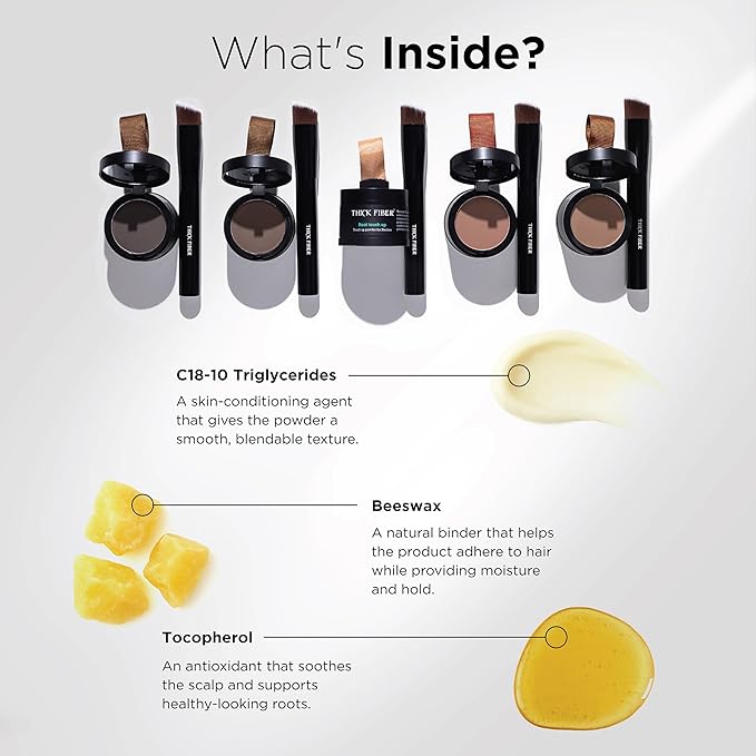 THICK FIBER Root Touch Up and Hairline Concealer for Thinning Hair Women - Water & Sweat Resistant Hair Loss Powder Set, Includes Brush (Red Brown)