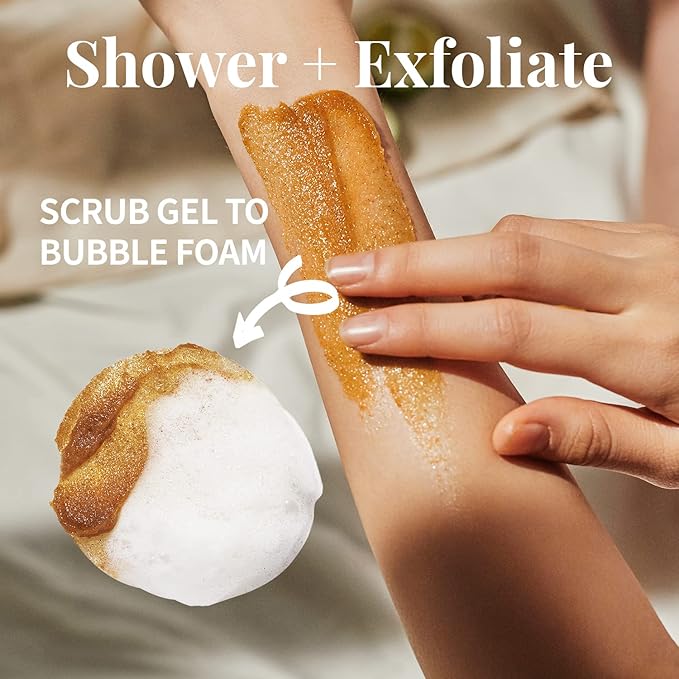 PLU Korean Walnut Body Scrub Pink Floral with Manuka Honey - Exfoliating & Moisturizing & Firming Glow - for Acne, Cellulite, Stretch Marks, Spider Veins, Fresh & Elegance Rose Scent 6.76 oz.