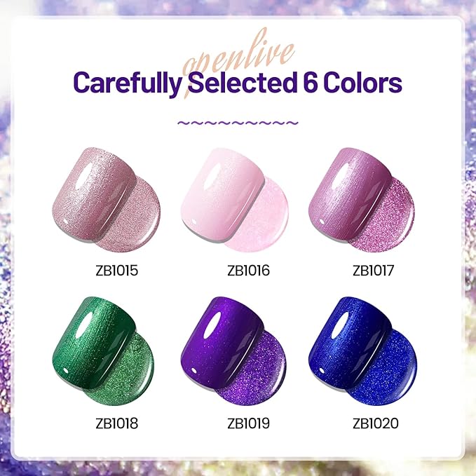 10ml 6 Colors Nail Polish Set Dark Green Pink Glitter Deep Blue Series Nail Polish Gifts for Women