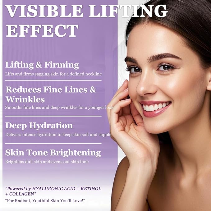 Retinol Cream for Face, Neck Creams for Tightening and Firming, Anti Aging Face Moisturizer for Face, Day & Night Moisturizing with Collagen, Hyaluronic Acid for Sagging Skin, Wrinkle, 1.7 Fl OZ