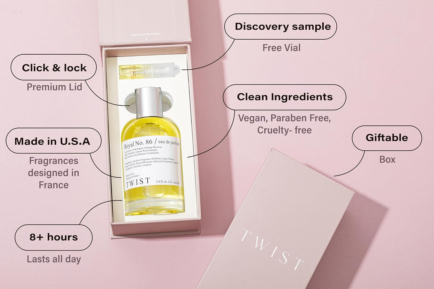 Twist Royal No. 86 - Eau De Parfum Inspired by Replica M. Margiela's By The Fireplace, Long-Lasting Perfume For Women & Men, Paraben Free, Vegan, Clean Ingredients, Unisex - 100 ml (3.4 fl. oz.)