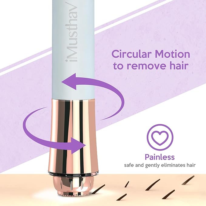 Portable Facial Hair Remover for Women – Painless, Fast & Precise Flawless Electric Razor & Epilator for Face, Lips, Chin Hair Removal – 18K Gold-Plated, 360° LED Light