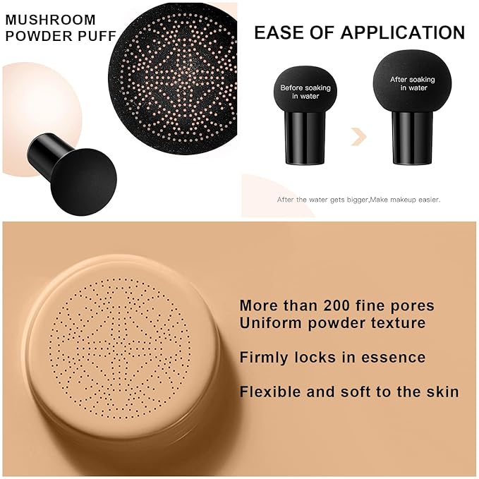 Mushroom Head Air Cushion CC Cream Foundation BB Cream Foundation Makeup Moisturizing CC Cream Liquid Foundation,Concealer Lasting Makeup Foundation Even Skin Tone Makeup Base Primer (#04 Nude)