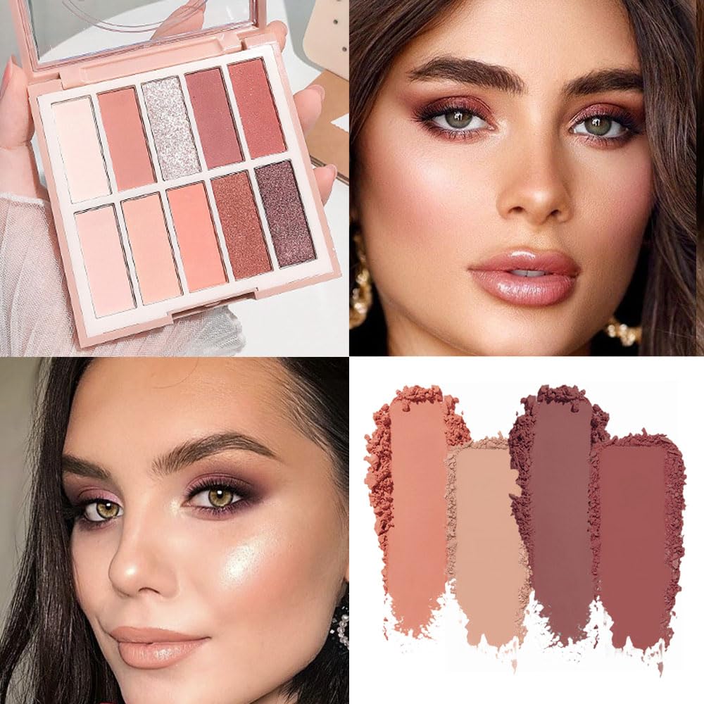 Neutral Natural Eye Shadow Palette,Matte Nude Pink Brown Naked Cream Eyeshadow Palette,Make Up Pallets for Women Natural Eyeshadow for Eyes Long Lasting Naturing-Looking