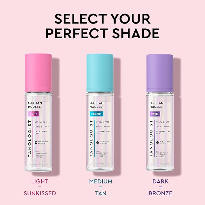 Tanologist Light Self Tan Mousse, Clear Self-Tanning Mousse, Streak-Free, Natural Glow, No Fake Tan Smell Or Orange Tone, Long Lasting, Clean Ingredients, Vegan, 6.76 fl. oz/200 ml Bottle