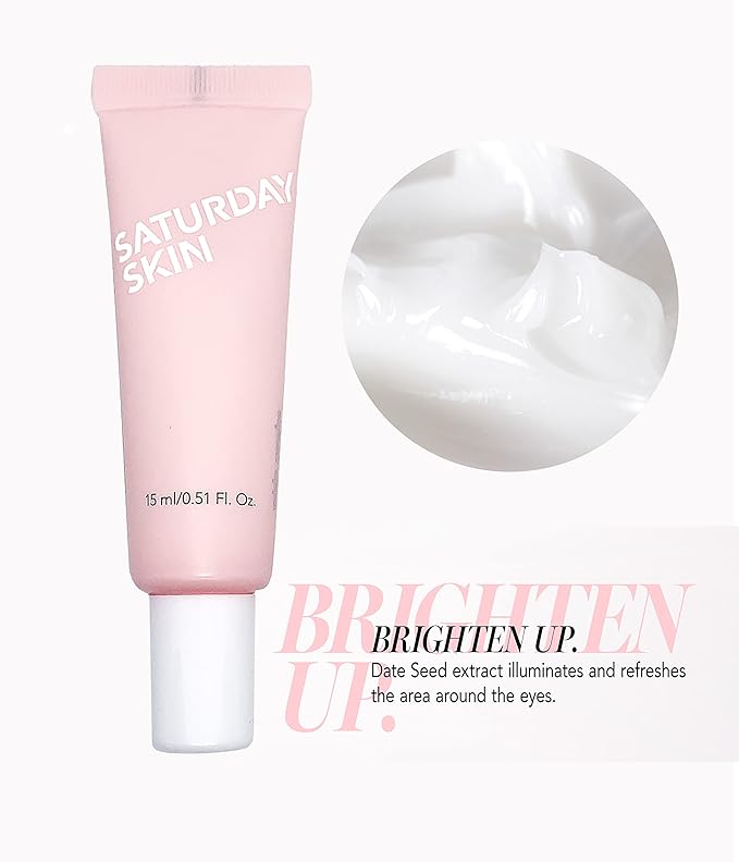 Saturday Skin Wide Awake Brightening Cream Illuminating Eye Cream for Wrinkles, Puffy Eyes + Dark Circles Lightweight, Moisturizing, Deeply Hydrates(0.51 Fl Oz (15ml))