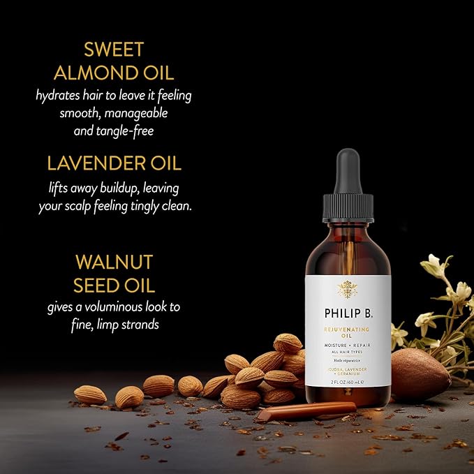PHILIP B Rejuvenating Oil 2 oz. (60 ml) | Long-Term Hair Repair, Youthful Bounce, Strength and Shine