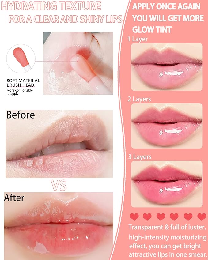 Plumping Lip Glow Oil,Hydrating Tinted Lip Oil Gloss,Glow Reviver Lip Oil,Long Lasting Moisturizing Clear Lip Plumper Oil Tint for Lip Care Dry Lip,Women's Day Makeup Gift for Women (#012 Rosewood)