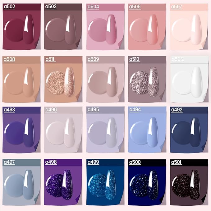 Beetles Gel Nail Polish Kit, 23Pcs Nude Pink Gel Polish White Gray Baby Blue Glitters Nail Polish Set with Glossy Matte Top Coat and Base Coat Fall Winter U V Soak Off Manicure Gift For Women