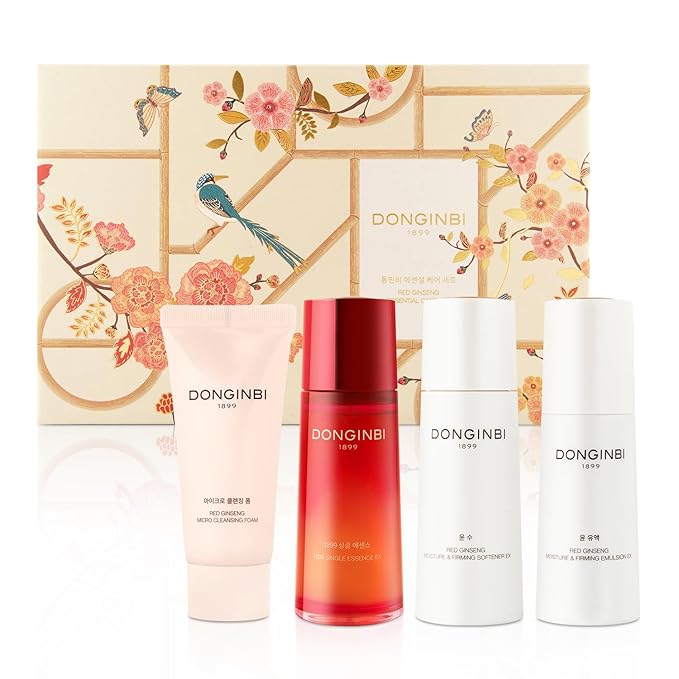 [Upgraded] DONGINBI Korean Red Ginseng Essential Care Set EX, Anti Aging Skin Care Routine Kit - Skin Moisturizing For All Skin Type