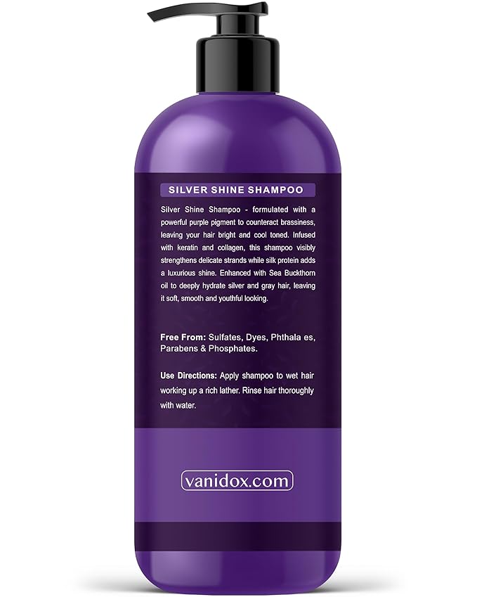 Brass Toning Purple Shampoo for Grey and Silver Hair, Infused with Purple Pigment, Sulfate Free Shampoo for Gray and Silver Hair (16 fl oz)