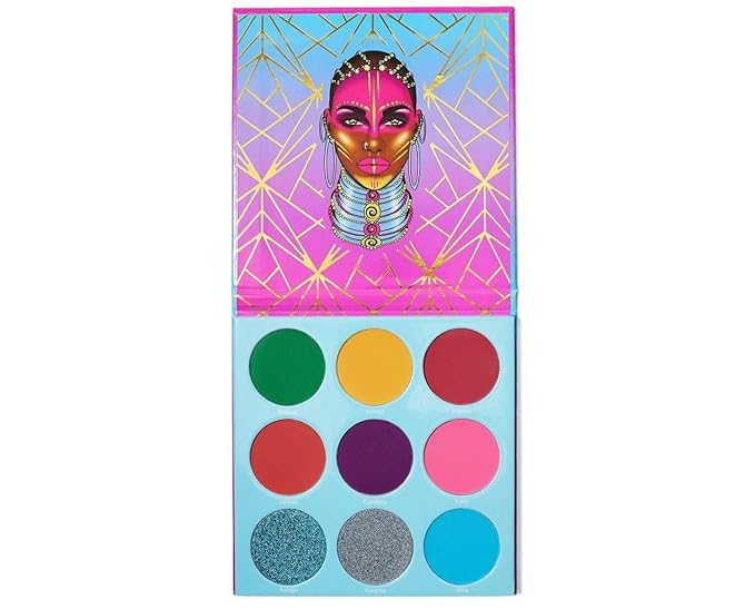 Juvia's Place Palette The Warrior III - Deep Emerald Green, Red, Violet, Cerulean Blue, Shades of 9, Pigmented Makeup Palette Eye Color & Shine