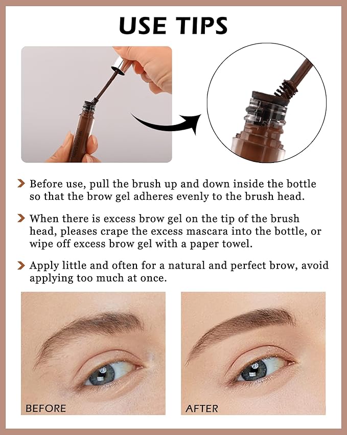 Waterproof Long Lasting Smudge-Proof Liquid Eyebrow Makeup, Tinted Eyebrow Gel, Volumizing Enhance Brow Mascara for Women, With Brow Razor Brush - 05 Taupe