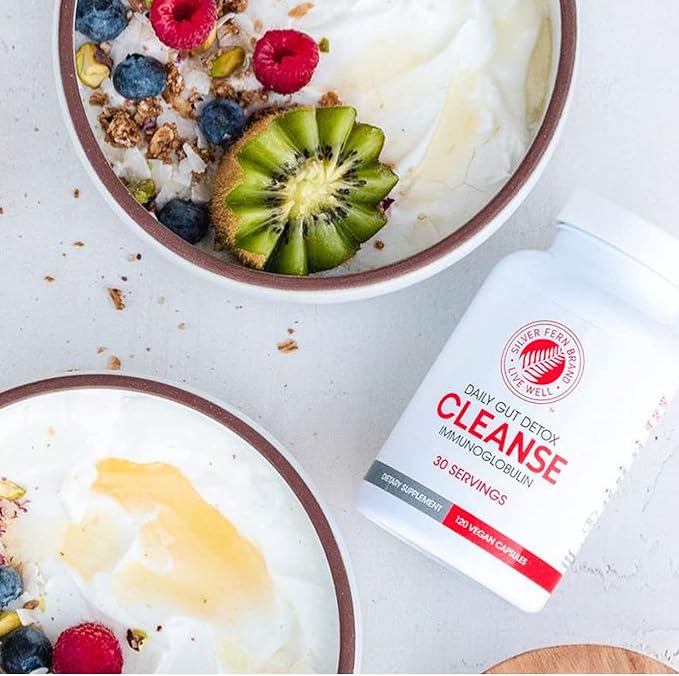 Silver Fern Cleanse - Daily Gut - 2 Bottle - 240 Capsules - 60 Day Supply - Immunoglobulin G, A & M -(IgG, IGA, IgM) - Digestive System & Immune System Support - Postbiotic