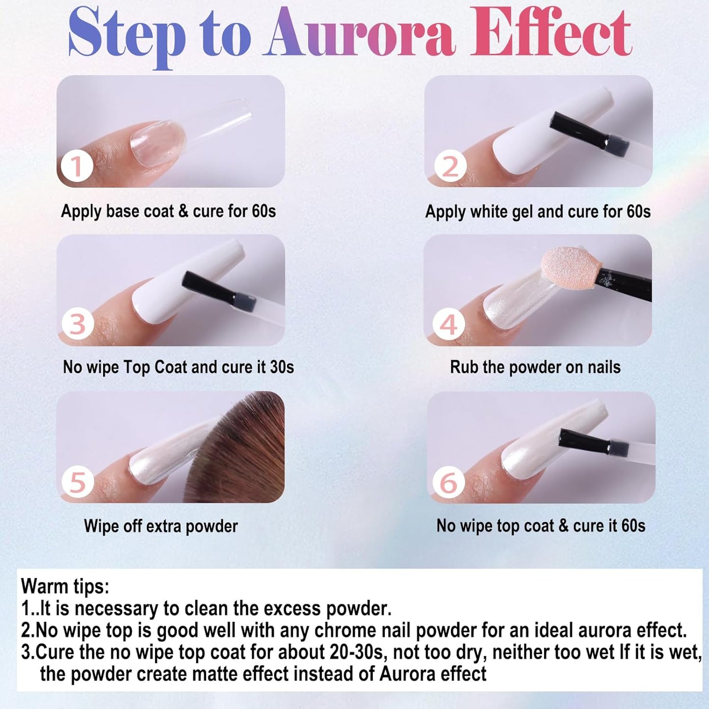 SIUSIO White Pearl Chrome Nail Powder, 2pcs Iridescent Aurora Powder Metallic Mirror Effect Pigment Pearlescent Mermaid Pigment for Nail Art Manicure Decoration Sets