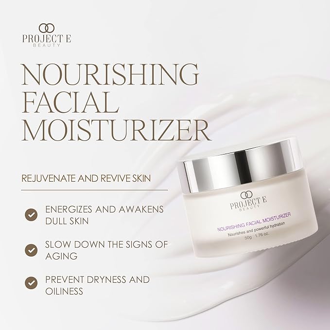 Project E Beauty Nourishing Facial Moisturizer Anti-Aging Skincare| Daily Hydration | For Face And Neck | Smooths & Softens Skin | Reduces Wrinkles & Fine Lines | For Day & Night Use | 50g