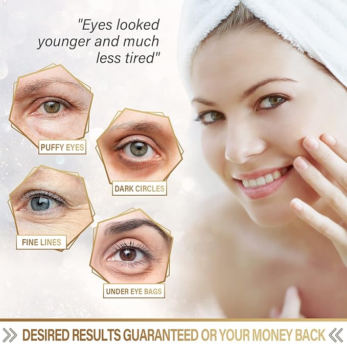 Under Eye Masks - 24K Gold Under Eye Patches for Puffy Eyes and Dark Circles - Under Eye Treatment, Fine Lines & Puffiness, 30 Pairs Collagen Eye Gel Pads for Personal Care