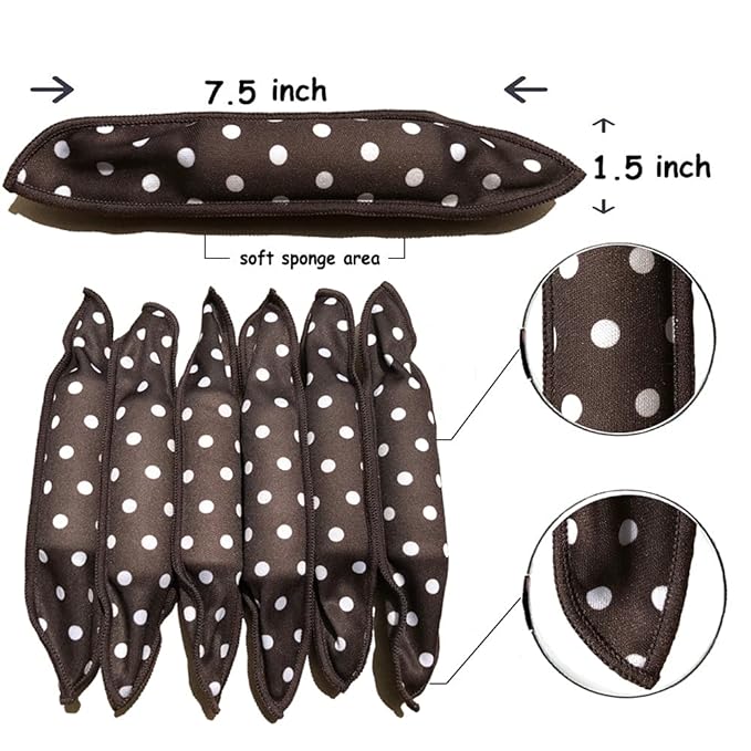 Aimin Soft Overnight Foam Curlers with Satin Sponge Rollers for Long Hair, No-Heat Curls (20 pcs, black)