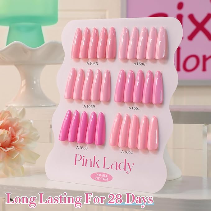 Double Rhythm 6 Pcs 15 ML Gel Polish Set Same Color Same Bottle Soak Off Gel Polish Kit Nail Art Manicure Salon DIY at Home for Women (Neutral Skin Pink Nude Beige -T6-53)