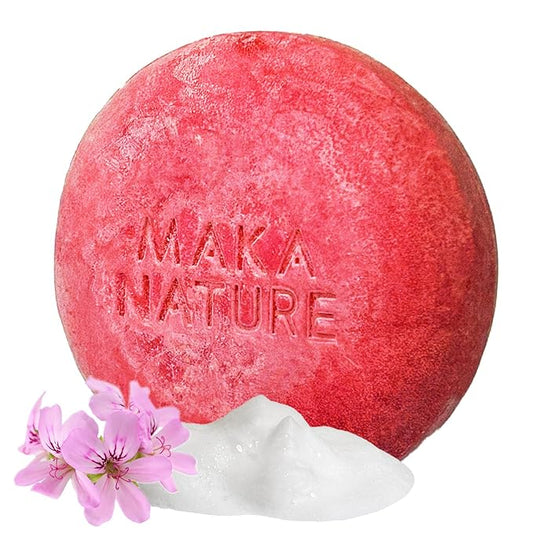 Maka Nature Low-Carbon Shampoo Bar | Korean K-Beauty Haircare with Natural Ingredients for Scalp & Hair Types | Vegan, Eco-Friendly, pH balanced, 3.35oz (Geranium)