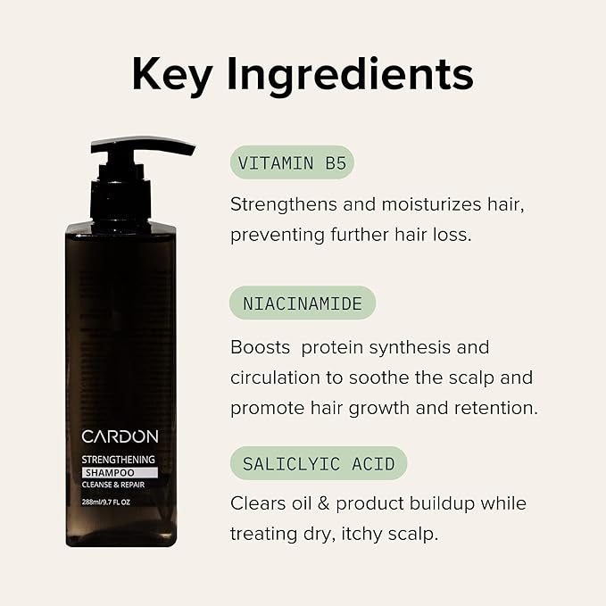 CARDON Hair Growth Shampoo for Men - Thickening, Anti-Thinning, Strengthens Roots, Korean Skincare for Healthy Scalp, Suitable for Oily and Dry Hair