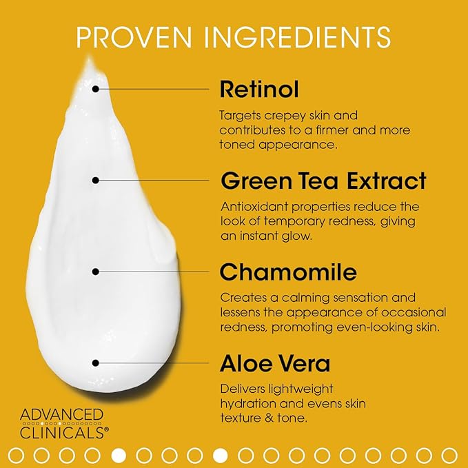 Advanced Clinicals Retinol Cream Face Moisturizer | Crepey Skin Care Treatment | Fragrance Free Body Lotion Targets Look Of Crepe Skin, Wrinkles, & Sagging Skin, 16 Oz (2-Pack)