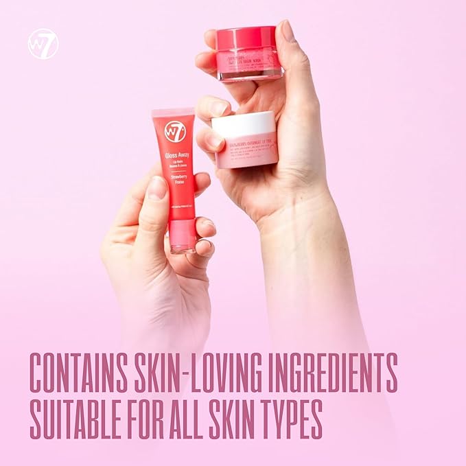 W7 Sweet Dreams Lip Care Trio - 3 Piece Set - Overnight Lip Mask, Lip Balm & Lip Scrub - Strawberry