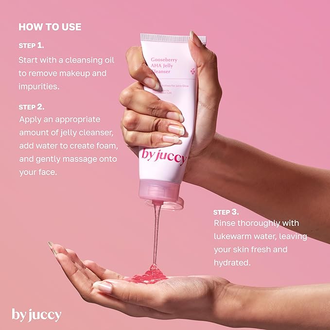 By Juccy Gooseberry AHA Jelly Cleanser | Gentle & Hydrating | Low PH | Glycolic Acid, Indian Gooseberry, Sea Buckthorn | Exfoliates Dead Skin CellsㅣKorean Face Wash | Korean Skin Care | 4.05 Fl.oz
