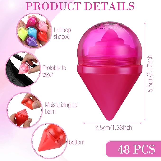 48 Pcs Ice Cream Party Decorations Lip Balm New School Classroom Gift for Preschool Toddler Back to School Exchange Party Favors Fruit Taste Lip Care Gift Birthday Gift Moisturizing Lip Balms