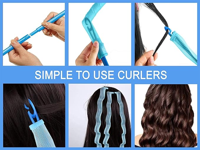 48PCS Hair Curlers Heatless Spiral and Wave Two Styles’Curls(20inch) No Heat Curlers with 4PCS DIY Styling Hooks for Women and Girls’ Medium or Long Hair (20 inch)