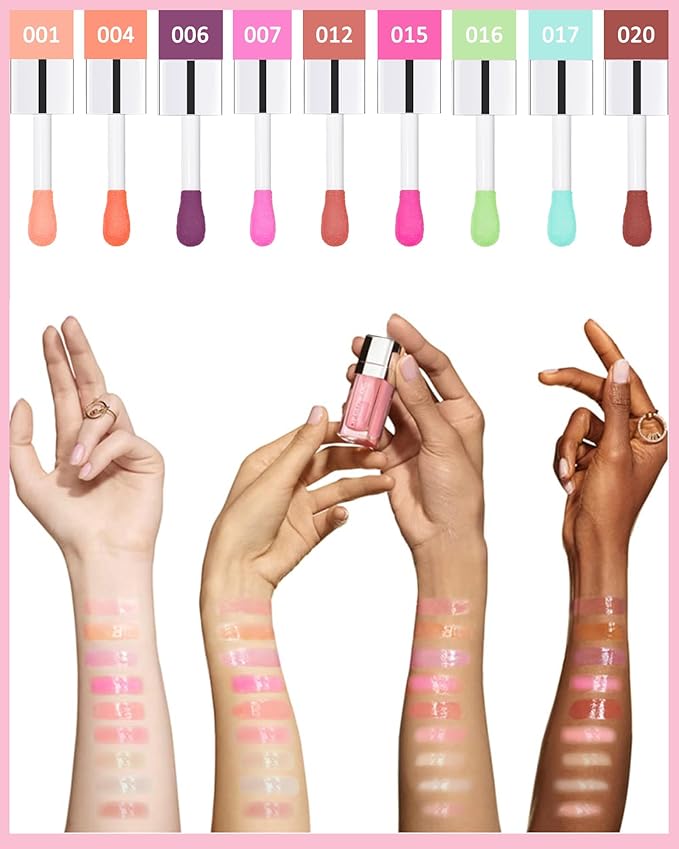 Tinted Moisturizing Lip Glow Oil,Hydrating Plumping Lip Gloss Lip Care Clear Toot Lip Oil for Dry Lip,Glow Reviver Lip Oil,Shine Lip Tint Stain Lip Care Product,Christmas Makeup Gift for Women-#017