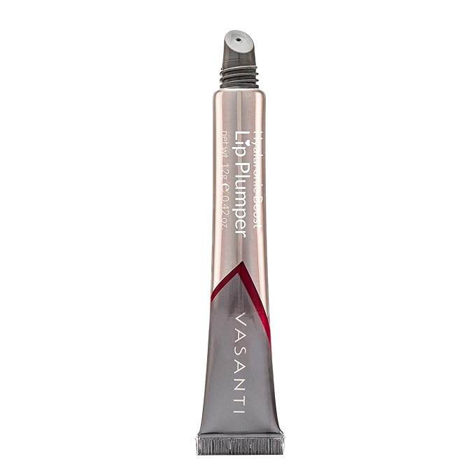 VASANTI Lip Plumper Hyaluronic Boost - Glossy Paraben-Free, Hydrates Softens and Volumizes Lips Natural Lip Enhancer (KISS ME QUICK - Clear)