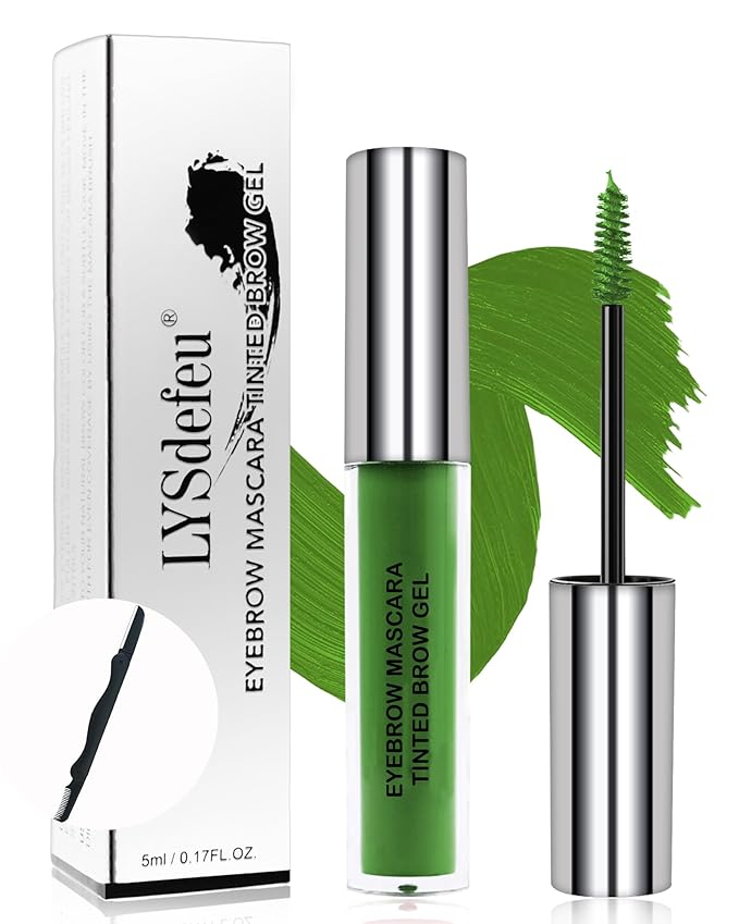 Tinted Eyebrow Gel Mascara- 1Pcs Long Lasting Waterproof Green Tinting Eye Brow Glue Colored Mascara, Dark Green Brow Filler Curling rimel de pestañas,Mother‘s Day Makeup Gift for Women Girl-#12