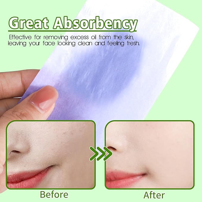 Blotting Paper, HNYYZL Oil Absorbing Sheets for Oily Skin 600 Sheets, Oil Control for Face, Makeup Blotting Paper, Natural Oil Absorbing Facial Blotting Sheets for Oily Skin Care (Pack of 6)